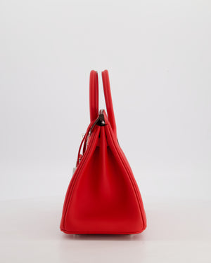*RARE* Hermès Birkin 25 Retourne Bag in Rouge De Coeur Swift Leather with Palladium Hardware