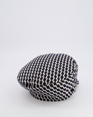 Chanel Black and White Wool Casket Hat with Vinyl Brim and Black CC Logo Detail Size M