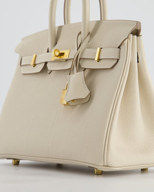*HOT* Hermès Birkin 25 Retourne Bag in Craie Togo Leather with Gold Hardware