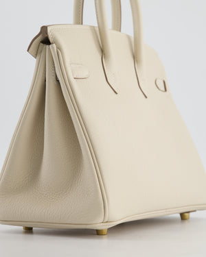 *HOT* Hermès Birkin 25 Retourne Bag in Craie Togo Leather with Gold Hardware