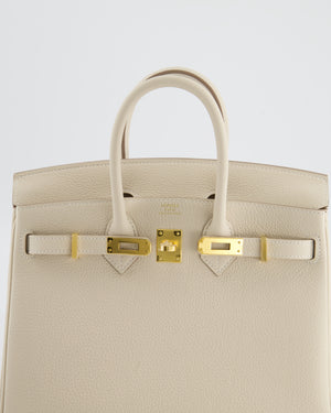 *HOT* Hermès Birkin 25 Retourne Bag in Craie Togo Leather with Gold Hardware