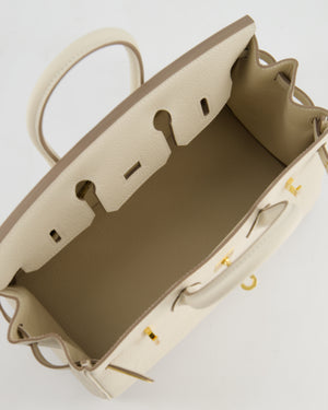 *HOT* Hermès Birkin 25 Retourne Bag in Craie Togo Leather with Gold Hardware