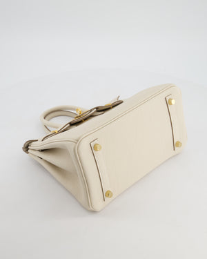 *HOT* Hermès Birkin 25 Retourne Bag in Craie Togo Leather with Gold Hardware
