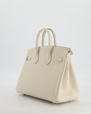 *HOT* Hermès Birkin 25 Retourne Bag in Craie Togo Leather with Gold Hardware