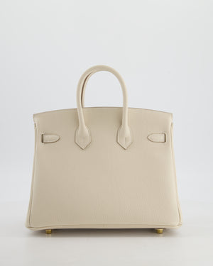 *HOT* Hermès Birkin 25 Retourne Bag in Craie Togo Leather with Gold Hardware