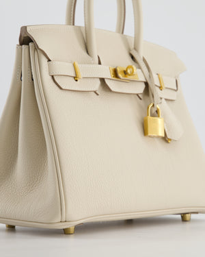 *HOT* Hermès Birkin 25 Retourne Bag in Craie Togo Leather with Gold Hardware