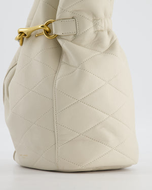 Saint Laurent White Le Maillon Leather Crossbody Bag with Gold Hoop Detail