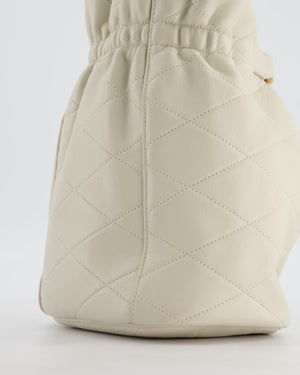 Saint Laurent White Le Maillon Leather Crossbody Bag with Gold Hoop Detail