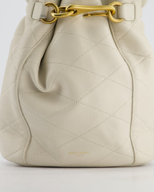 Saint Laurent White Le Maillon Leather Crossbody Bag with Gold Hoop Detail