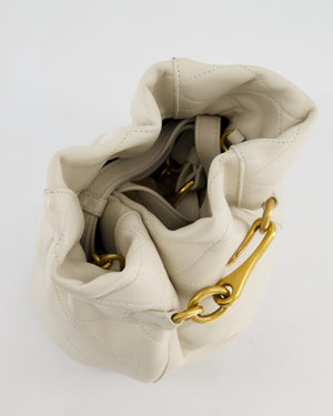 Saint Laurent White Le Maillon Leather Crossbody Bag with Gold Hoop Detail