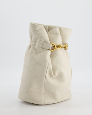 Saint Laurent White Le Maillon Leather Crossbody Bag with Gold Hoop Detail