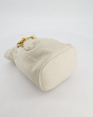 Saint Laurent White Le Maillon Leather Crossbody Bag with Gold Hoop Detail