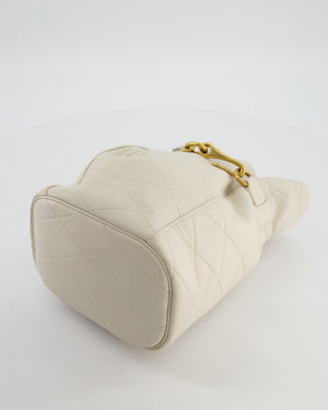 Saint Laurent White Le Maillon Leather Crossbody Bag with Gold Hoop Detail