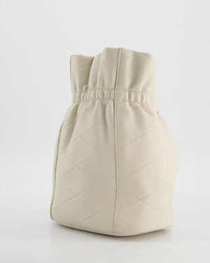 Saint Laurent White Le Maillon Leather Crossbody Bag with Gold Hoop Detail