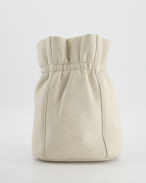 Saint Laurent White Le Maillon Leather Crossbody Bag with Gold Hoop Detail