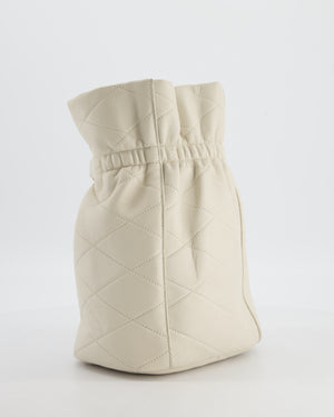 Saint Laurent White Le Maillon Leather Crossbody Bag with Gold Hoop Detail