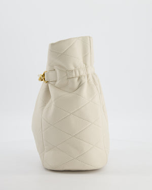 Saint Laurent White Le Maillon Leather Crossbody Bag with Gold Hoop Detail