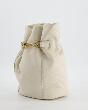 Saint Laurent White Le Maillon Leather Crossbody Bag with Gold Hoop Detail