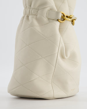 Saint Laurent White Le Maillon Leather Crossbody Bag with Gold Hoop Detail