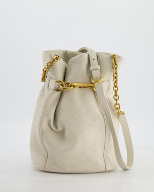 Saint Laurent White Le Maillon Leather Crossbody Bag with Gold Hoop Detail