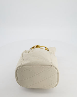 Saint Laurent White Le Maillon Leather Crossbody Bag with Gold Hoop Detail