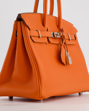 Hermès Birkin 25 Retourne Bag in Feu Togo Leather with Palladium Hardware