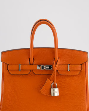 Hermès Birkin 25 Retourne Bag in Feu Togo Leather with Palladium Hardware
