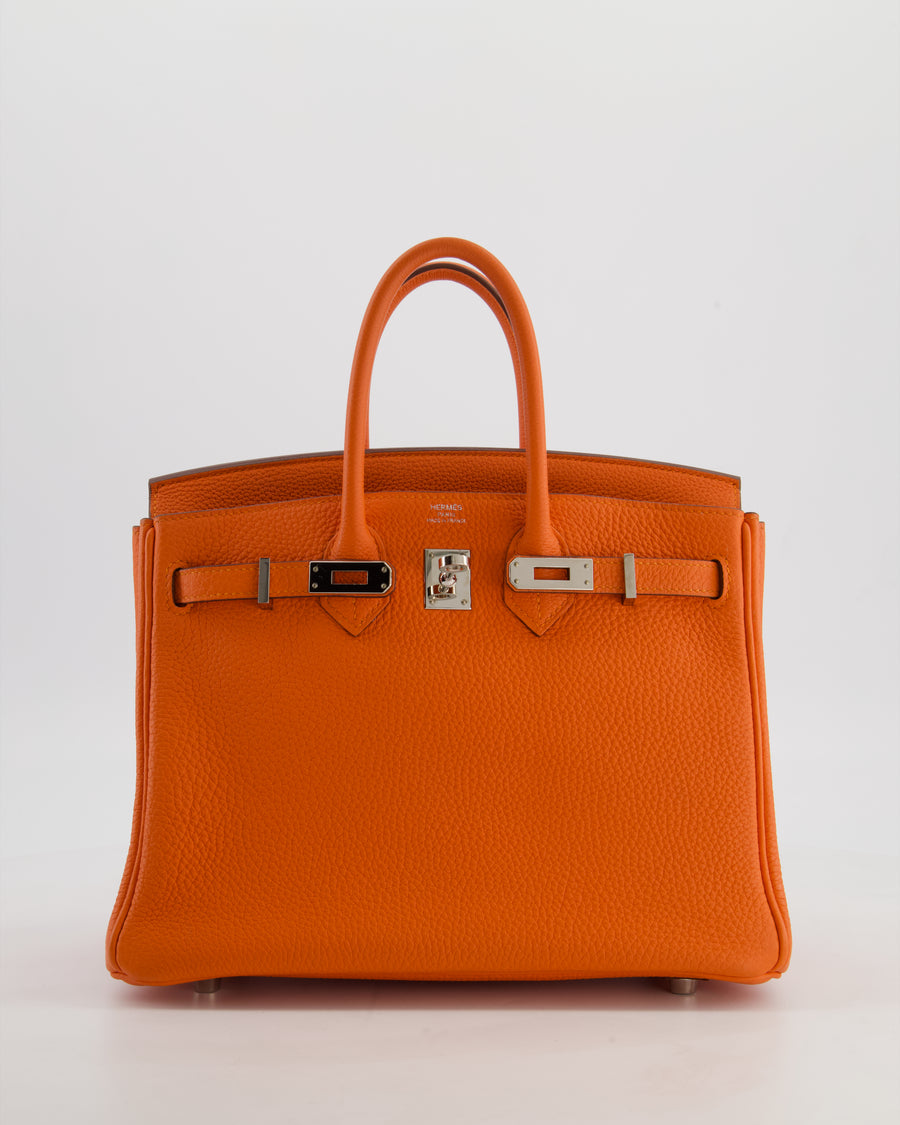 Hermès Birkin 25 Retourne Bag in Feu Togo Leather with Palladium Hardware