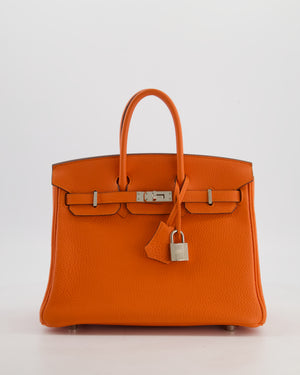 Hermès Birkin 25 Retourne Bag in Feu Togo Leather with Palladium Hardware