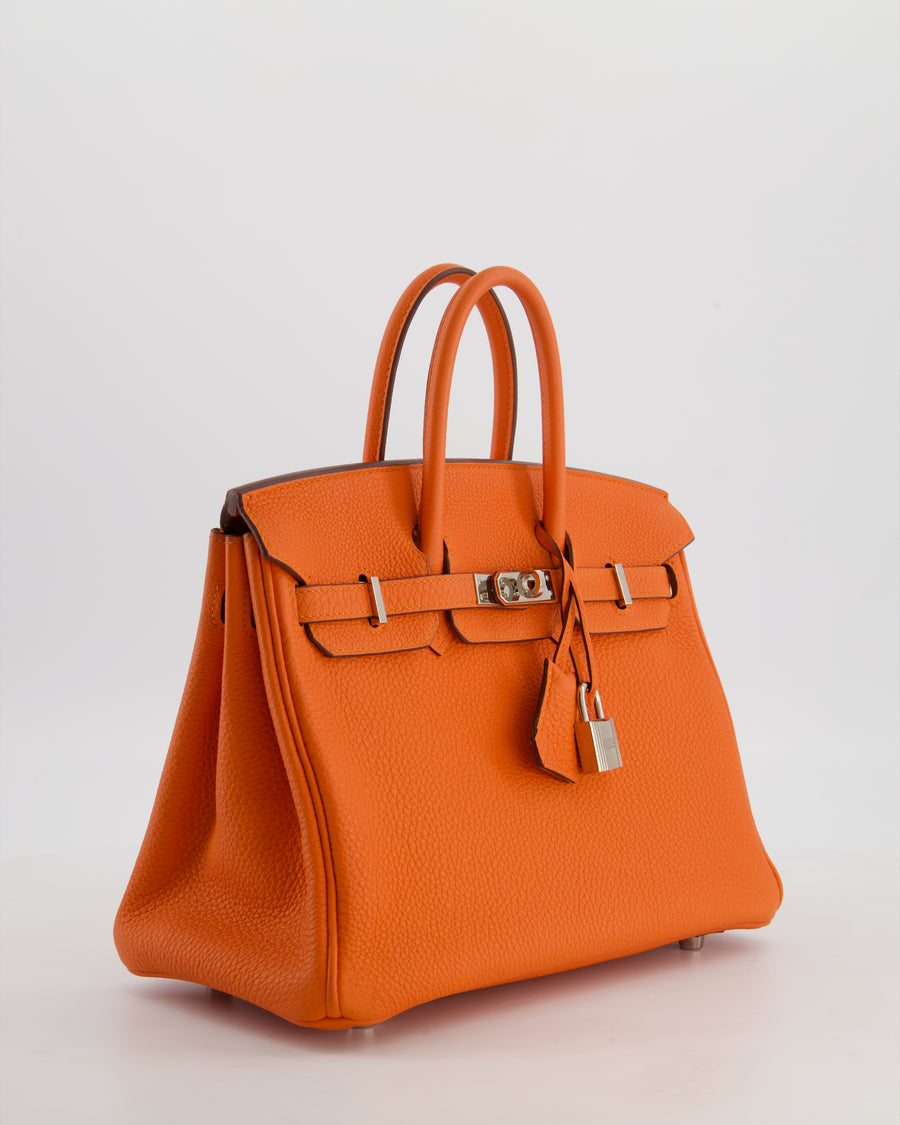 Hermès Birkin 25 Retourne Bag in Feu Togo Leather with Palladium Hardware