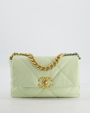 Chanel 19 Small Flap Bag in Pastel Pistachio Goatskin Leather with Tricolour Hardware