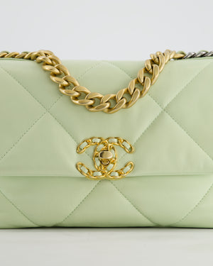 Chanel 19 Small Flap Bag in Pastel Pistachio Goatskin Leather with Tricolour Hardware