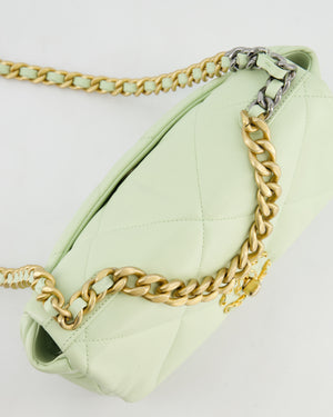 Chanel 19 Small Flap Bag in Pastel Pistachio Goatskin Leather with Tricolour Hardware