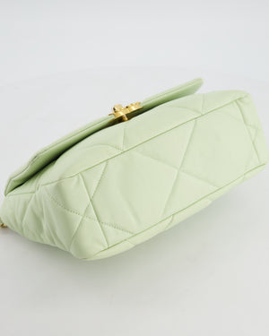 Chanel 19 Small Flap Bag in Pastel Pistachio Goatskin Leather with Tricolour Hardware