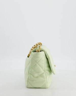 Chanel 19 Small Flap Bag in Pastel Pistachio Goatskin Leather with Tricolour Hardware
