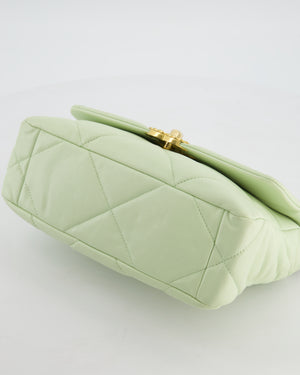Chanel 19 Small Flap Bag in Pastel Pistachio Goatskin Leather with Tricolour Hardware