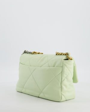 Chanel 19 Small Flap Bag in Pastel Pistachio Goatskin Leather with Tricolour Hardware