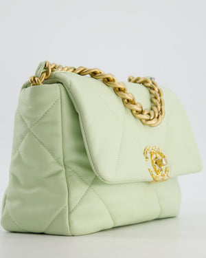Chanel 19 Small Flap Bag in Pastel Pistachio Goatskin Leather with Tricolour Hardware