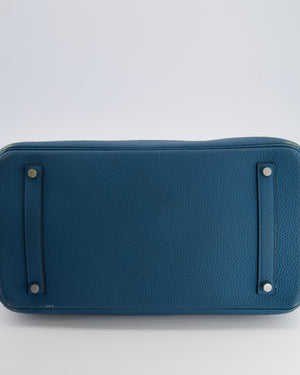 Hermès Birkin 35 Retourne Bag in Blue Jean Togo Leather with Palladium Hardware