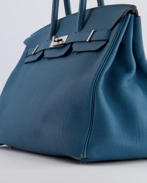 Hermès Birkin 35 Retourne Bag in Blue Jean Togo Leather with Palladium Hardware