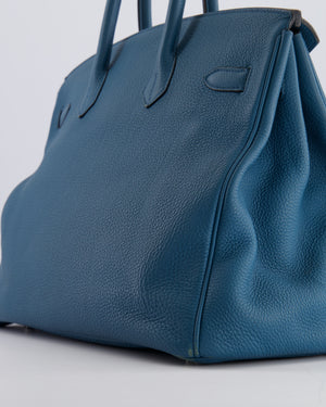 Hermès Birkin 35 Retourne Bag in Blue Jean Togo Leather with Palladium Hardware