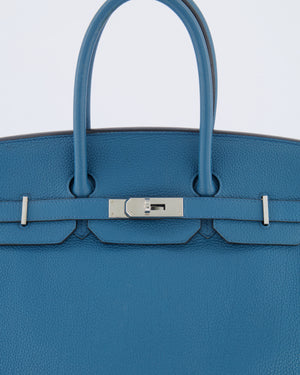 Hermès Birkin 35 Retourne Bag in Blue Jean Togo Leather with Palladium Hardware