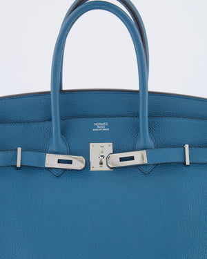 Hermès Birkin 35 Retourne Bag in Blue Jean Togo Leather with Palladium Hardware