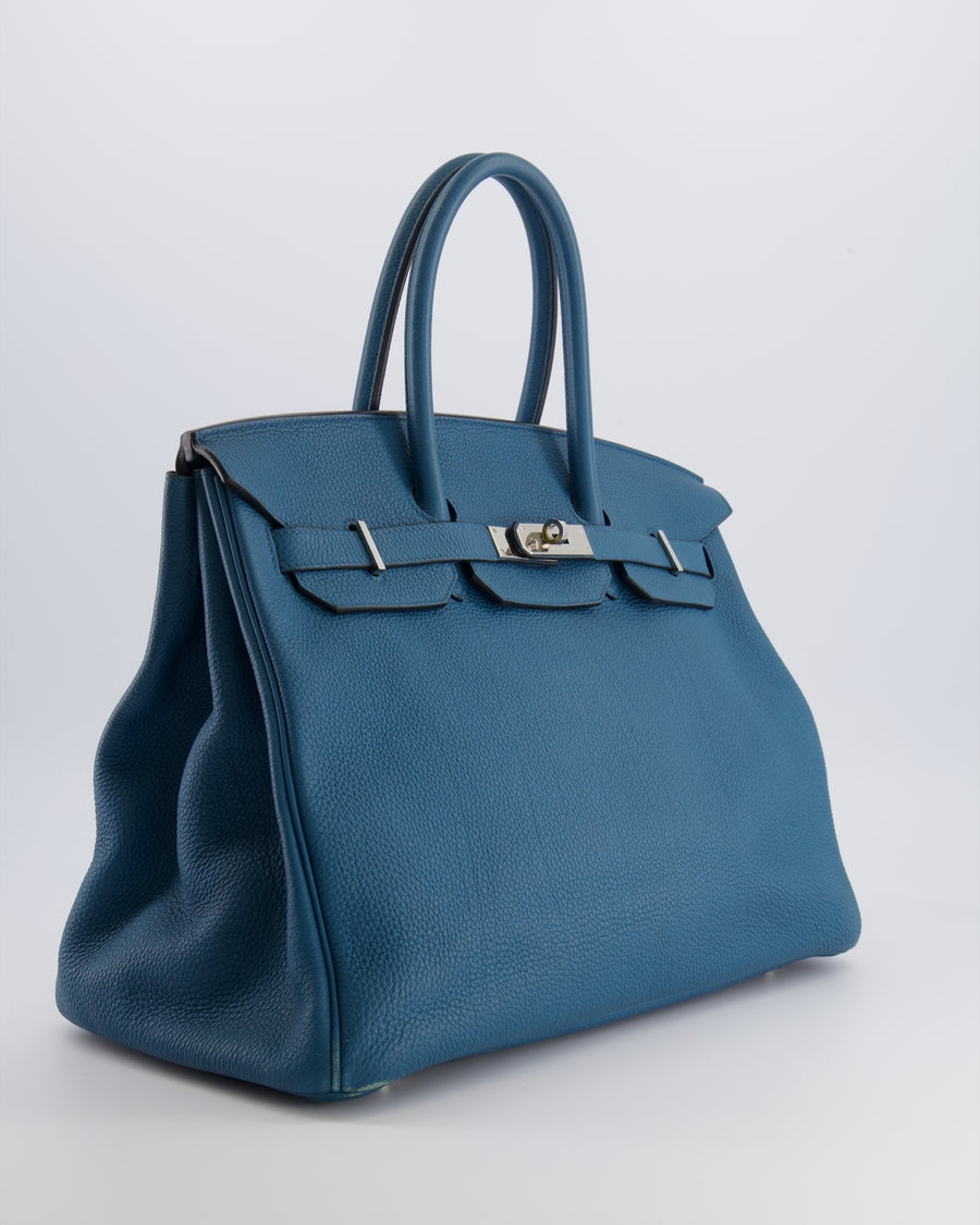 Hermès Birkin 35 Retourne Bag in Blue Jean Togo Leather with Palladium Hardware