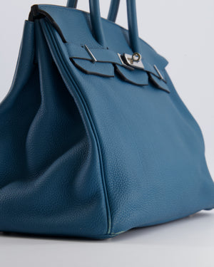 Hermès Birkin 35 Retourne Bag in Blue Jean Togo Leather with Palladium Hardware