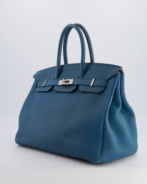 Hermès Birkin 35 Retourne Bag in Blue Jean Togo Leather with Palladium Hardware