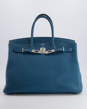 Hermès Birkin 35 Retourne Bag in Blue Jean Togo Leather with Palladium Hardware