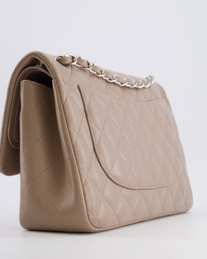 Chanel Jumbo Classic Double Flap Bag in Beige Taupe Caviar Leather with Silver Hardware RRP £9,540