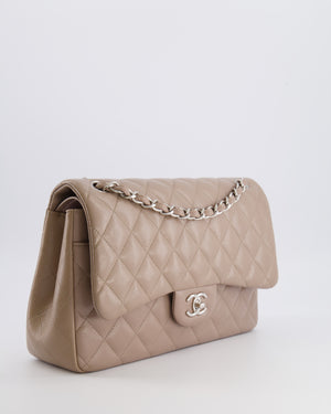 Chanel Jumbo Classic Double Flap Bag in Beige Taupe Caviar Leather with Silver Hardware RRP £9,540