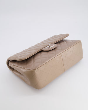 Chanel Jumbo Classic Double Flap Bag in Beige Taupe Caviar Leather with Silver Hardware RRP £9,540